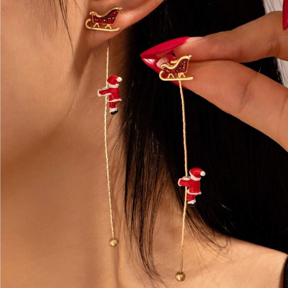 Climbing Santa Dangle Earrings